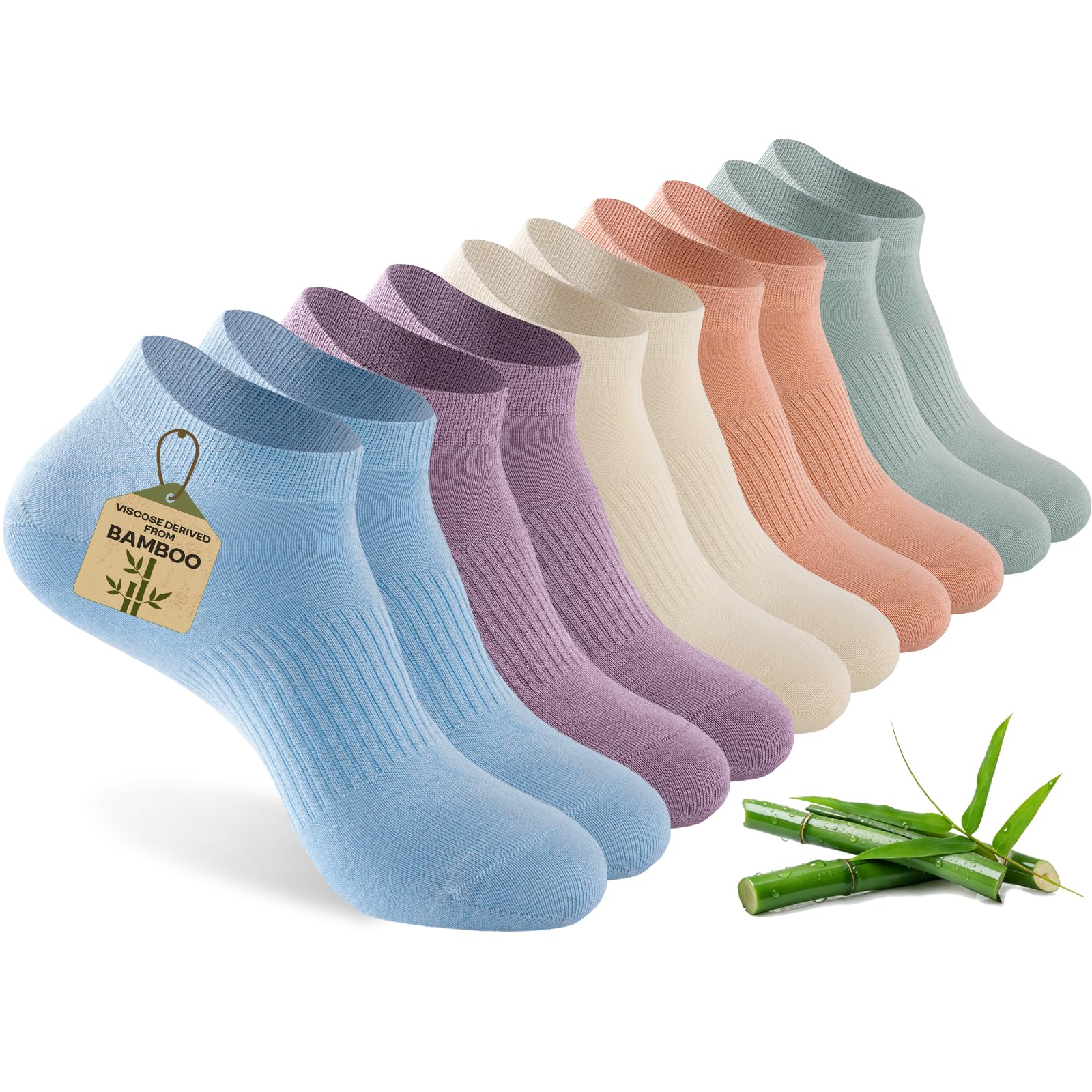 Ankle Socks Women, 5 Pairs Bamboo Low Cut Ladies Trainer Socks, Breathable Seamless Short Summer Thin Socks — view 12