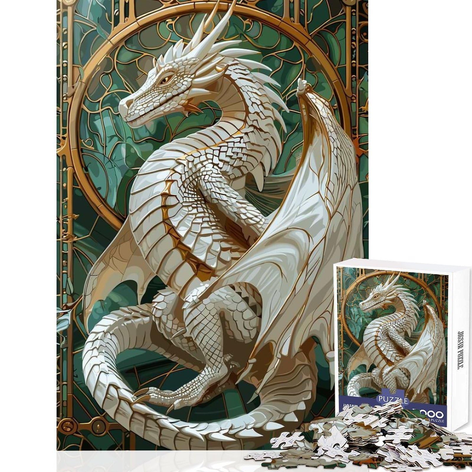 Magical Fantasy Dragon Jigsaw Puzzle1000 Pieces Think Boost Game Neat Cut Perfect Alignment Delightful Pastime for Lazy Afternoons 38x52cm