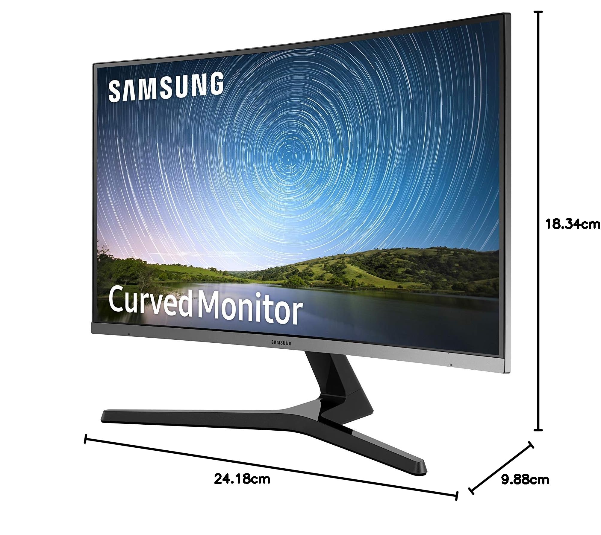 Samsung C27R500 Monitor Curvo Borderless, 27 Pollici, FHD, 1920 x 1080, 4 ms, 16:9, 60 Hz, 1080p, 1800R, LED, 1 HDMI, Base a Doppio Snodo, Blu/Grigio, VESA