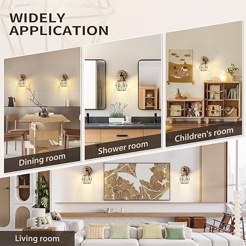 Miniatura 7 de N06 - Lámpara de pared recargable con pantalla tejida a mano, lámpara de pared inalámbrica para dormitorio, sala de estar, pasillo