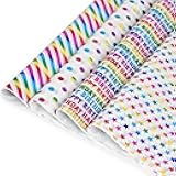 Bobobag 16 Sheets Happy Birthday Tissue Paper for Gift Bags, Gitter Tissue Paper for Present Wrapping (20X28 inch,62.Sq. Ft)