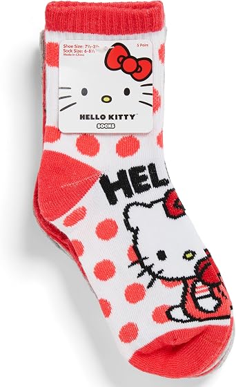 Hello Kitty girls 5 Pack Mid Crew Socks