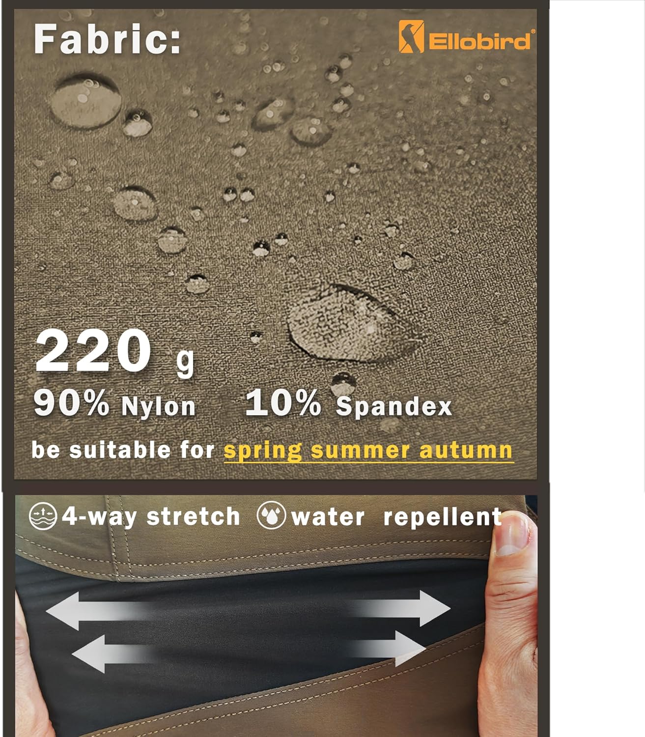 Ellobird Construction Work Pants for Men Cargo 4 Way Stretch Relaxed Fit Water Repellent Double Knee Work Utility