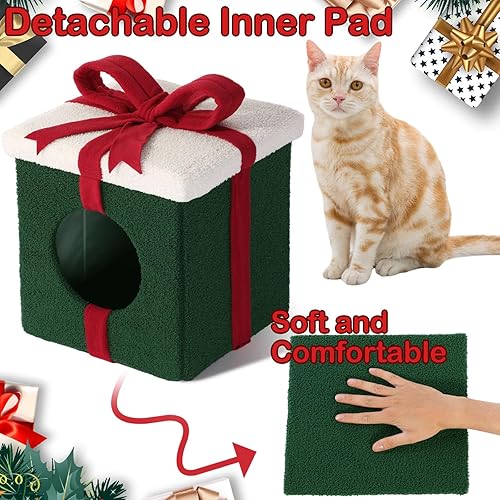 Miniatura 3 de Camas navideñas para gatos de interior, tienda de campaña para gatos de Navidad, cama para gatos, cueva para mascotas, extraíble, cómoda, cálida,