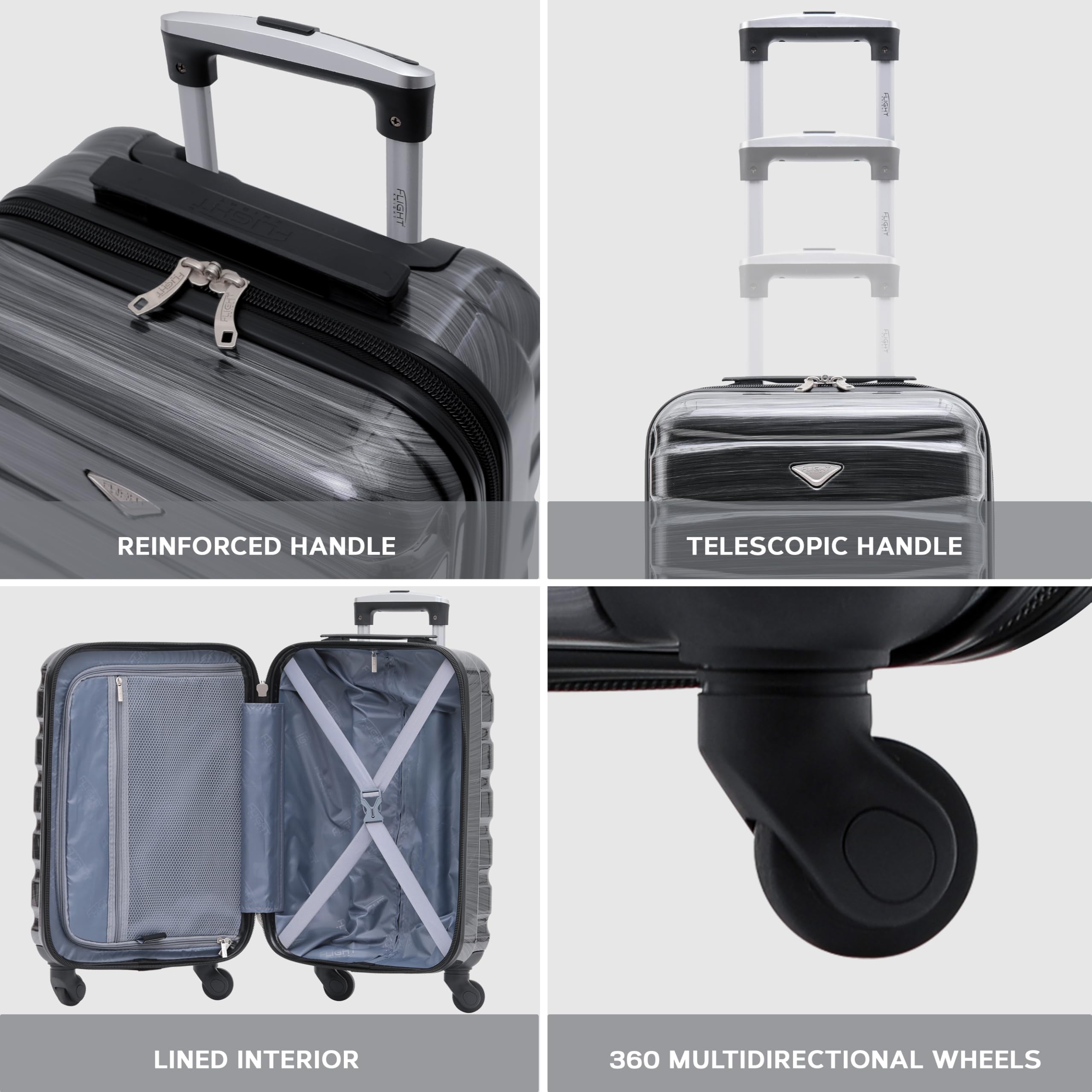 Flight Knight Cabin Suitcase 55x40x20 Ryanair Priority, EasyJet, Jet2 Lightweight Small Durable 4-Wheel Cabin Case, Carry-On for Over 60 Airlines, Hard Shell, 10kg Hand Luggage Bag (55 x 40 x 20 cm)