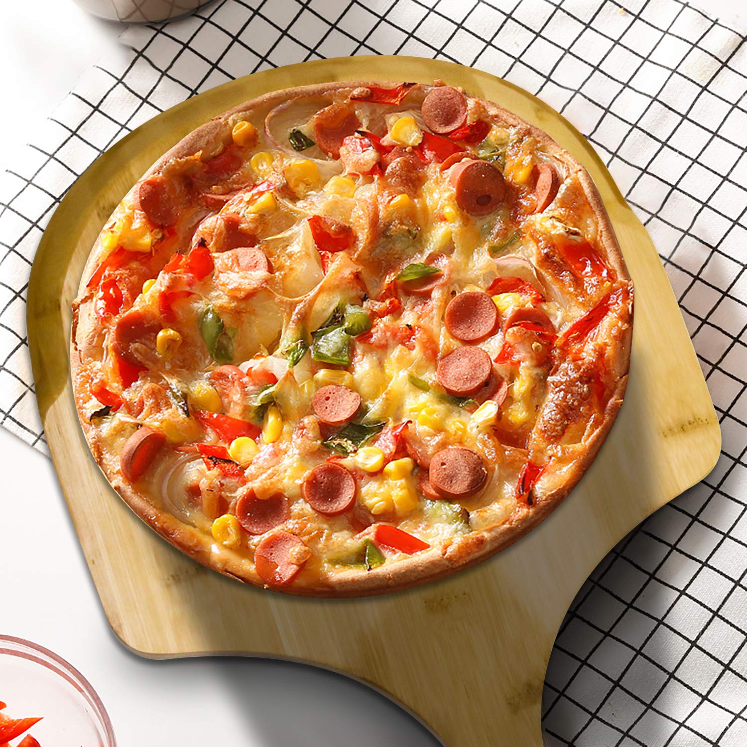 Amazon.de: ZOENHOU Bambus-Pizzaschaufel, 43,2 x 30,5 cm, mit Griff, Bambus-Schneidebrett  fr hausgemachte Pizza, Kse, Obst, Kuchen, 2 Stck