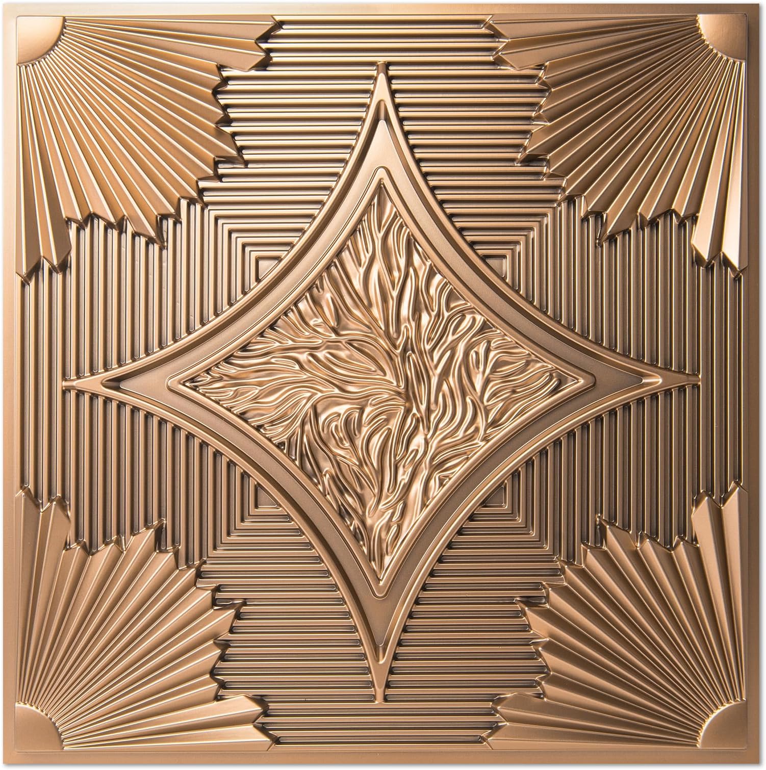 Drop Ceiling Tiles 24x24 in Bronze (12-Pack, 48 Sq.ft), 3D Wainscoting Panels Glue Up 2x2
