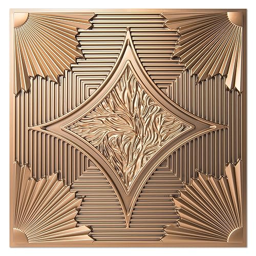 Miniatura 1 de Art3d Azulejos de techo caídos de 24 x 24 pulgadas bronce (paquete de 12, 48 pies cuadrados), paneles de Wainscoting 3D con pegamento 2 x 2