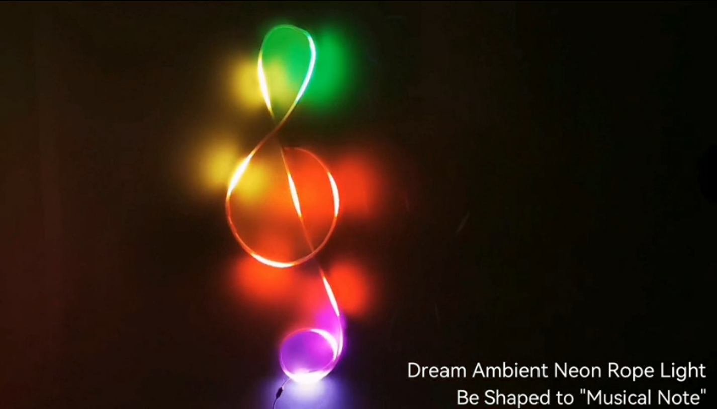 Watch Dream Ambient neon rope lights be shaped to Musical Note on ...