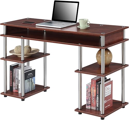 Miniatura 4 de Convenience Concepts - Escritorio Designs2Go para estudiante, montaje sin herramientas, con repisas, color cereza