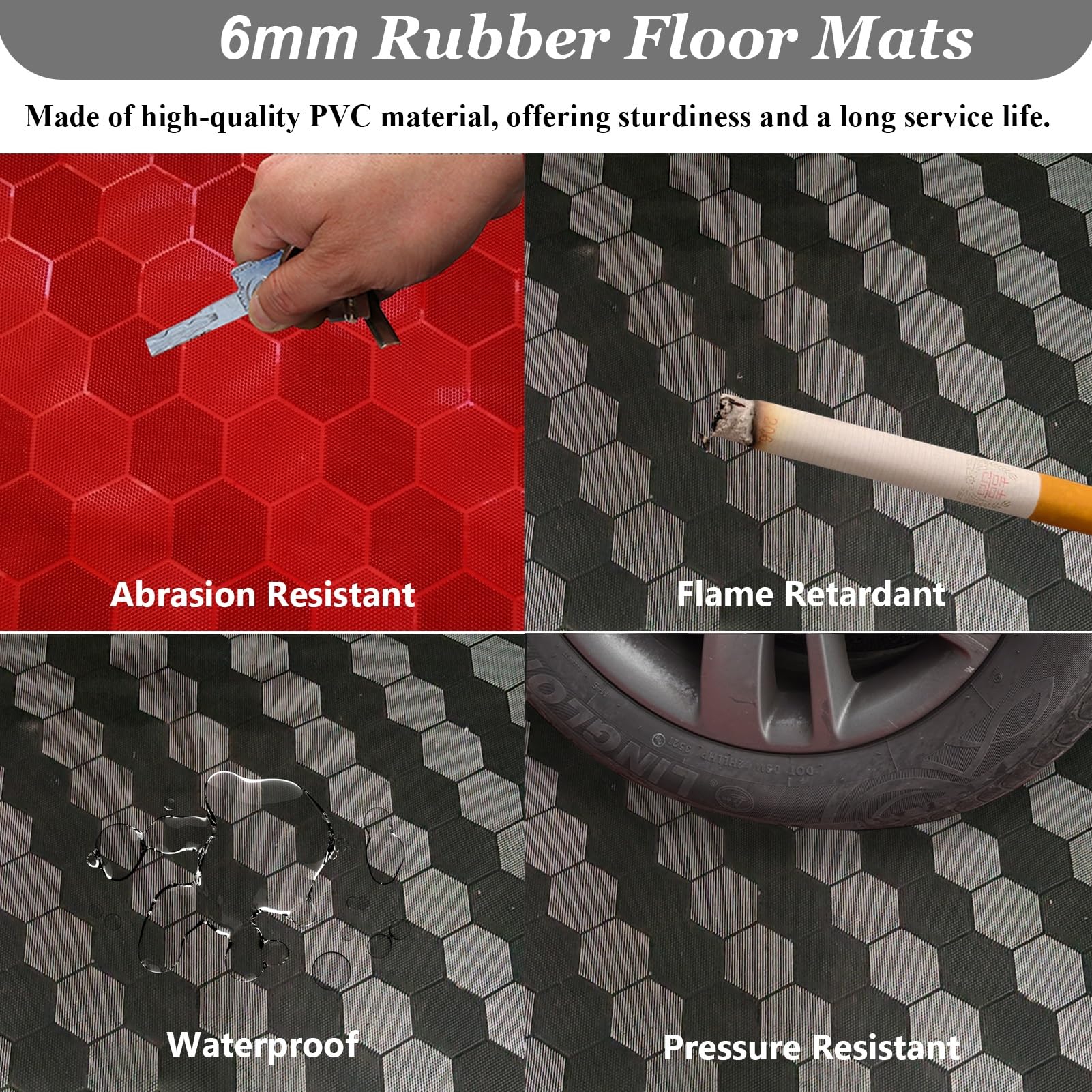 Gummimatte 0,6/ 0,9/ 1,2m Breite, Individuell Anpassbare Antirutschmatten, Gummimatten mit Einzigartigem Musterdesign, Verhindern das Eindringen von Schmutz in Ihr Zuhause, Garagenbodenrolle(Black,90x