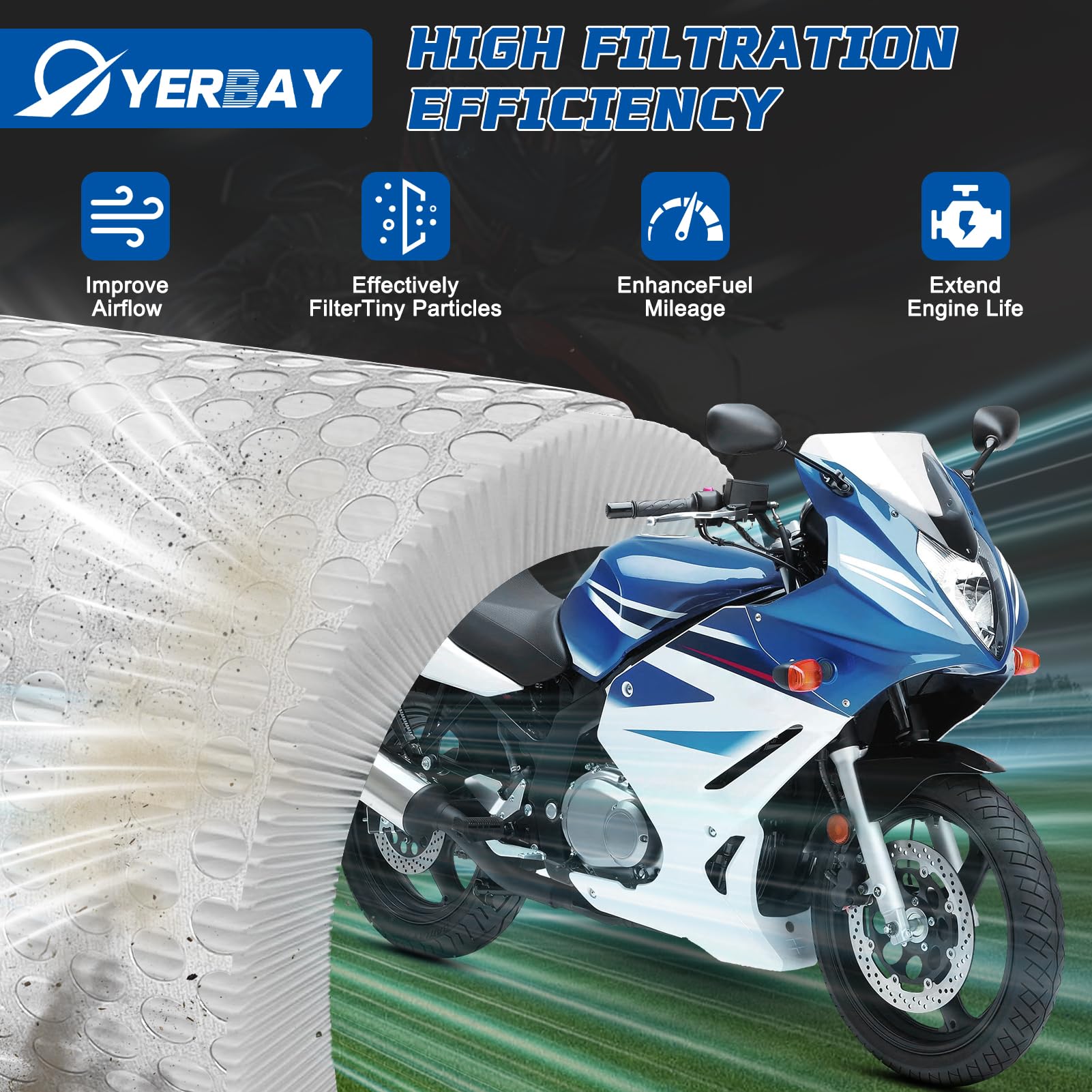 Filtro de aire para Suzuki GS500 2001-2011 / GS500 E 1988-2004 / GS500 F 2004-2007 / GSX 1200 Inazuma 1999-2001 / GS 500 H 2007/13780-01D00 HFA3503