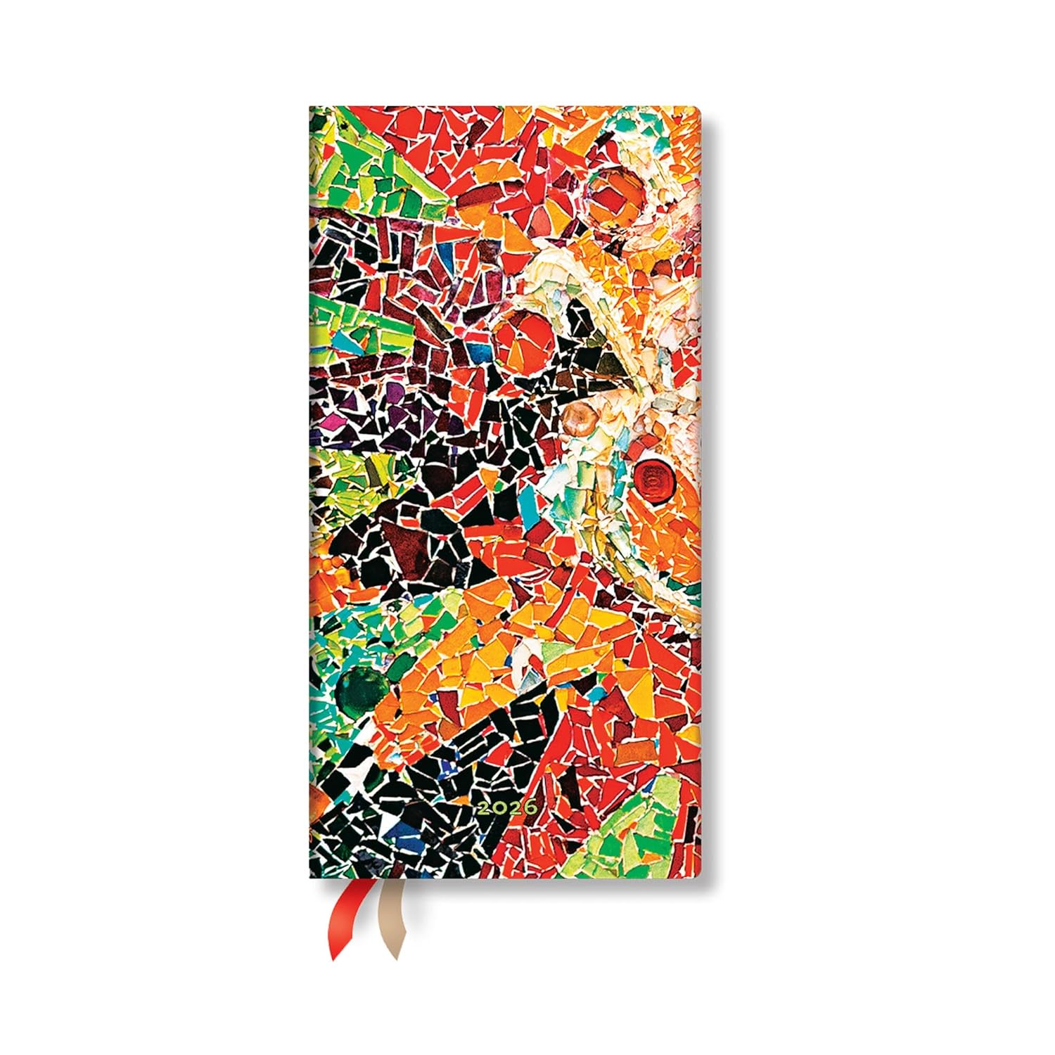 Paperblanks | 2026 Gaudi's Sun | Gaudi's Mosaics | 12-Month Planner | Slim | Horizontal | Elastic Band | 160 Pg | 100 GSM