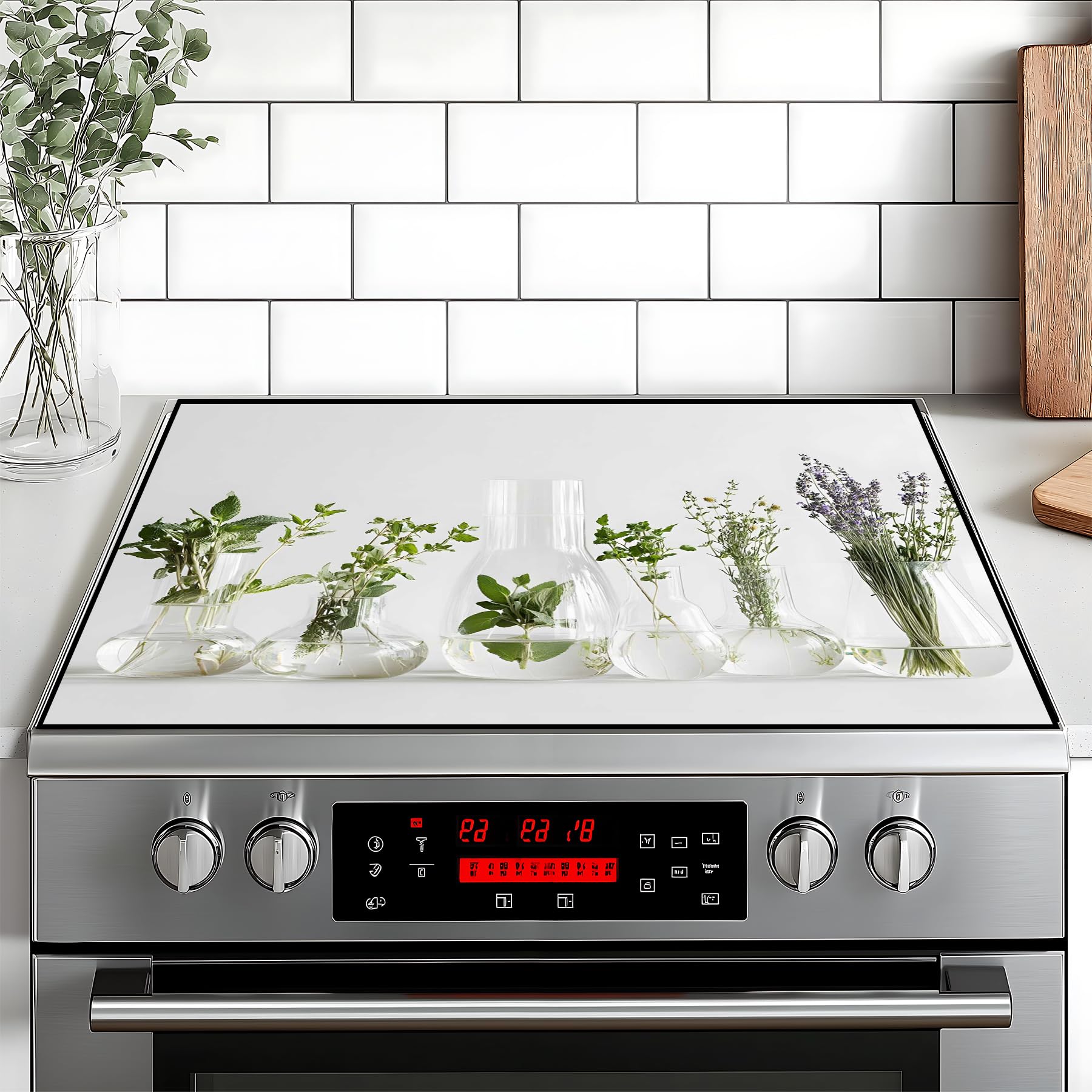 Stove Top Cover for Home Decoration Kitchen Pad Washable Cooktop Covers Countertop Stove Protector Mat for Home Kitchen Cooktops (vase, 28"x20")