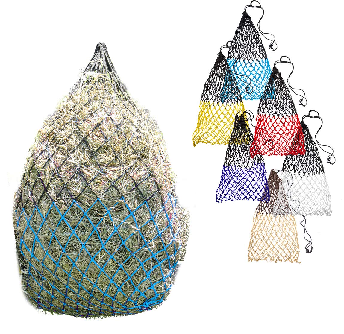 Derby OriginalsHay Nets Set of 2 Soft Mesh Nets 42" with 2" Holes, Fits 4-6 Flakes of Hay for Horses and Goats