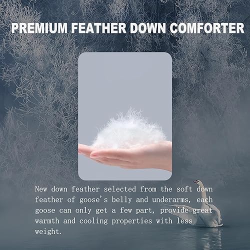 Miniatura 3 de KUSNUG Edredón de plumas de ganso tamaño King, relleno de edredón esponjoso gris para todas las estaciones, funda de edredón 100% algodón egipcio,