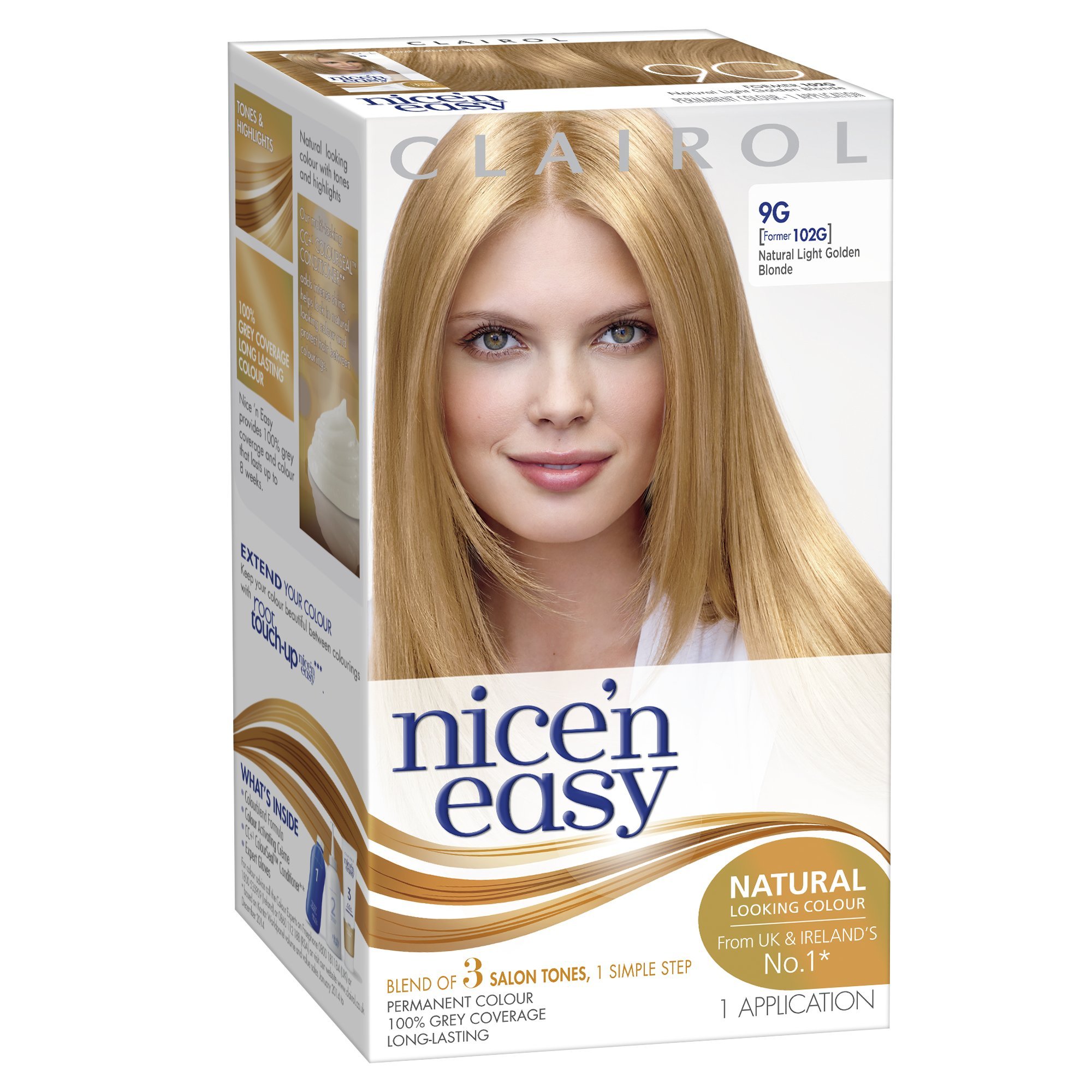 Clairol Nice'n Easy Permanent Hair Dye 102G/9G 1.1 Natural Light Golden Blonde