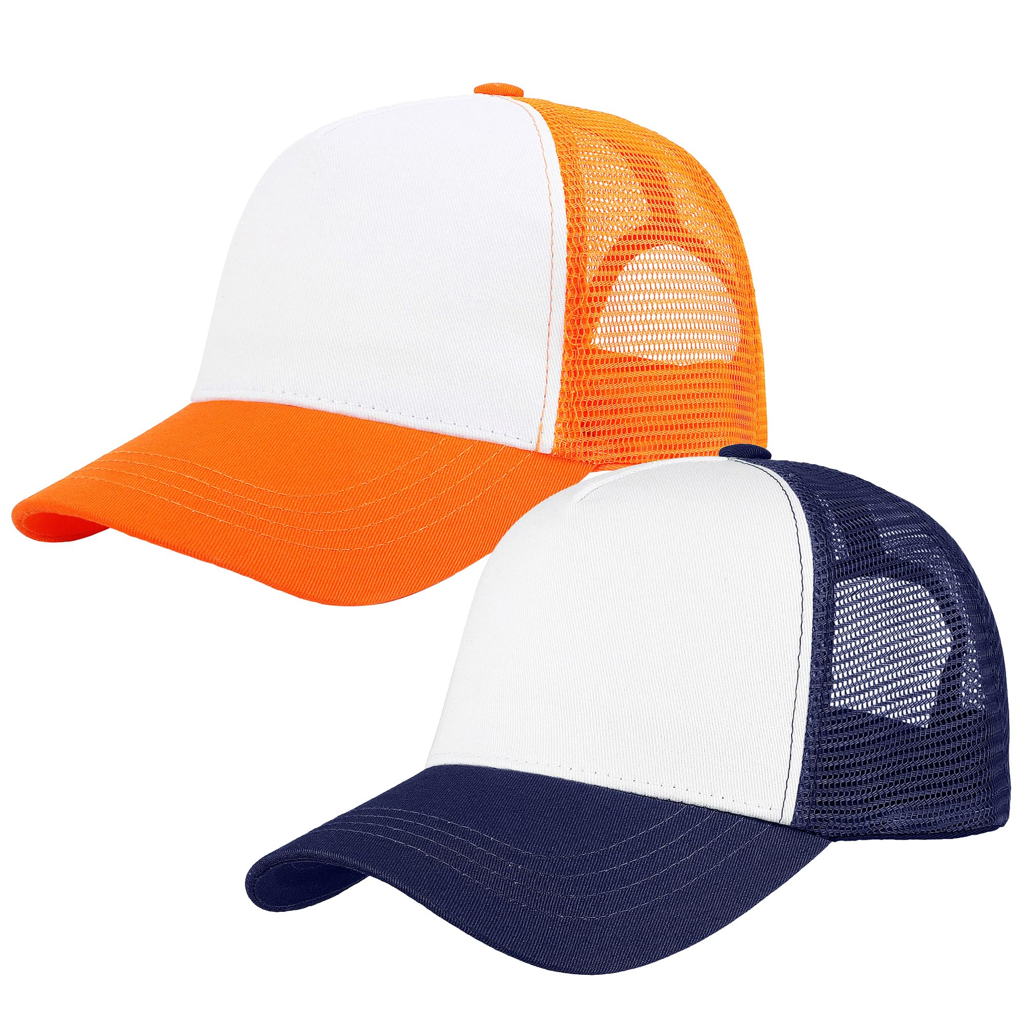 Falari 5-Panel Mesh Baseball Cap, Trucker Hat, Structured Plain Design, Cotton, Adjustable Size