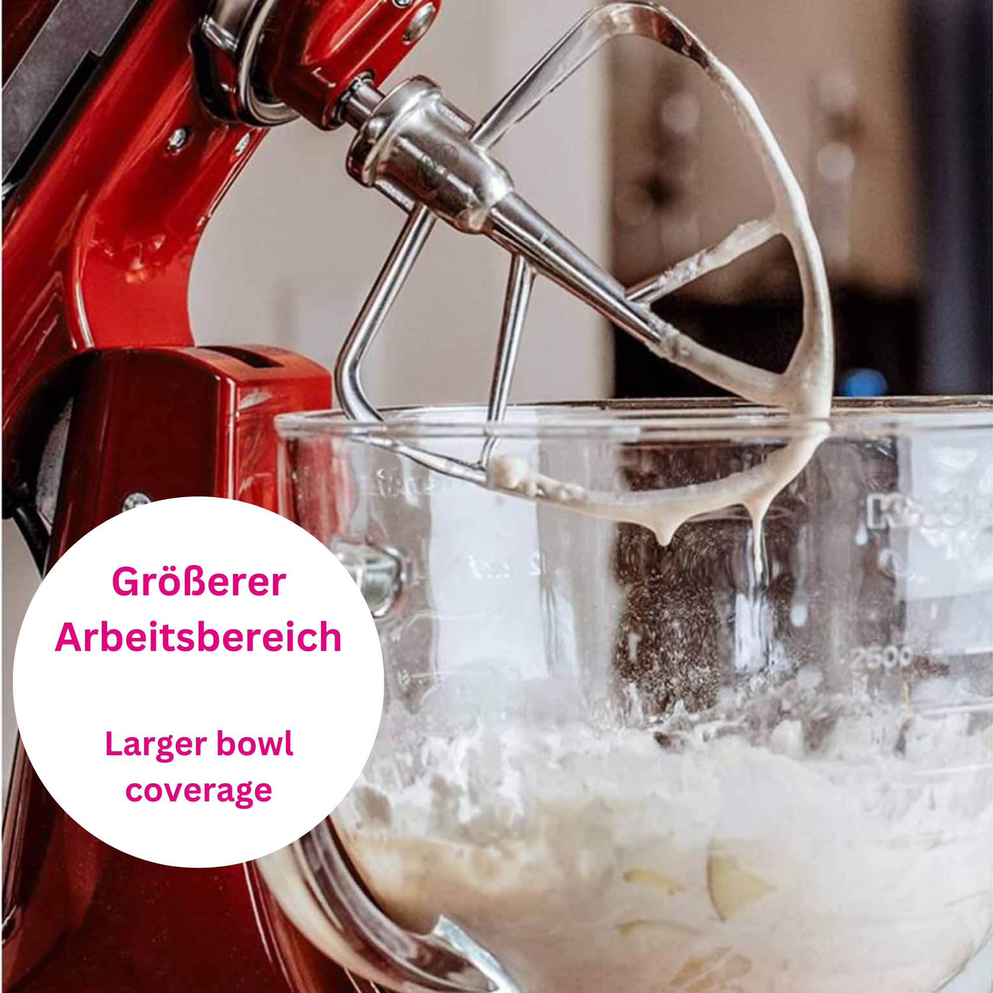 Kitty Professional Flachrührer Edelstahl Taifun Zubehör kompatibel mit 4,3/4,8 Liter Rührschüssel von Kitchen Aid Küchenmaschinen - Spülmaschinenfest