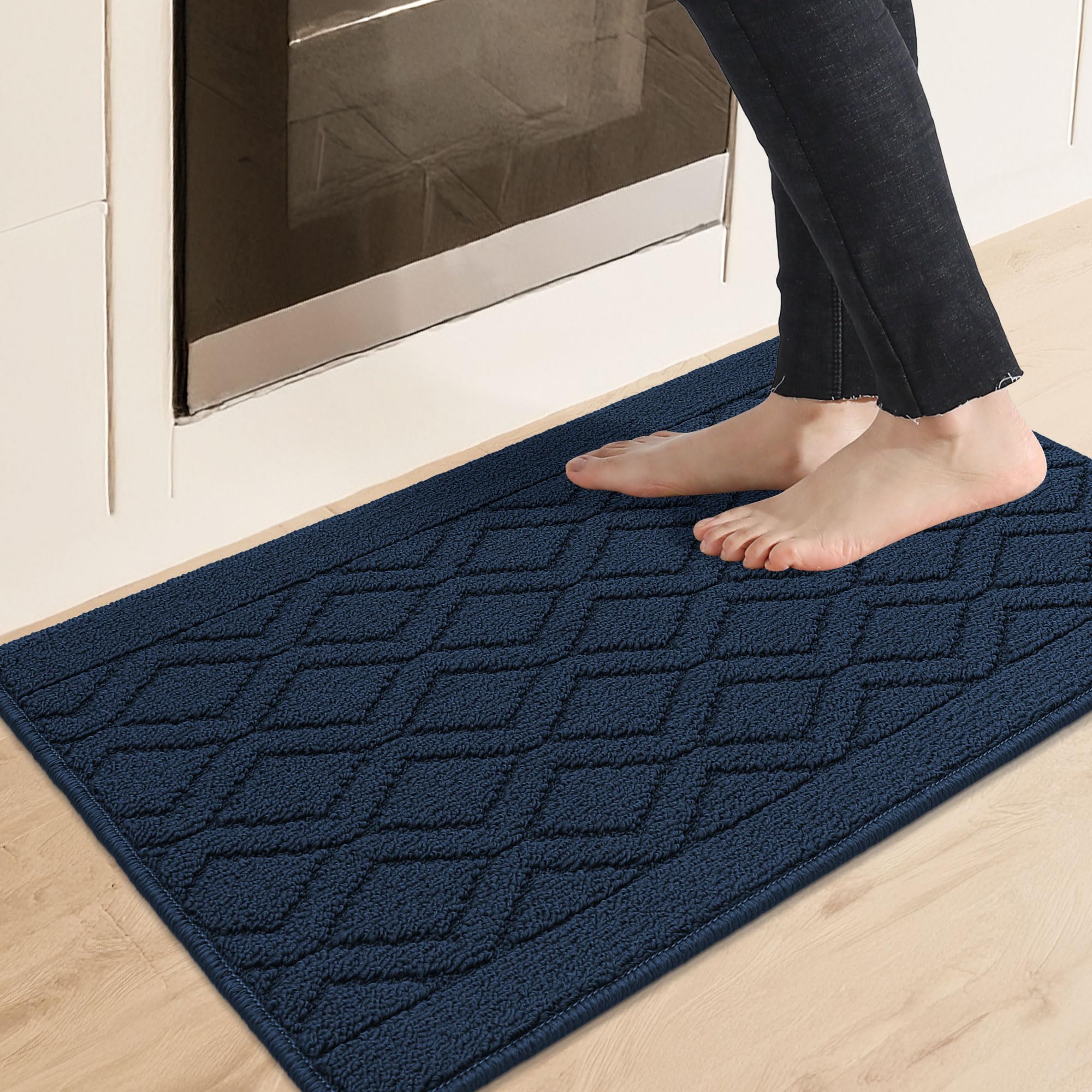Tapis de cuisine antidérapant lavable bleu COSY HOMEER sol