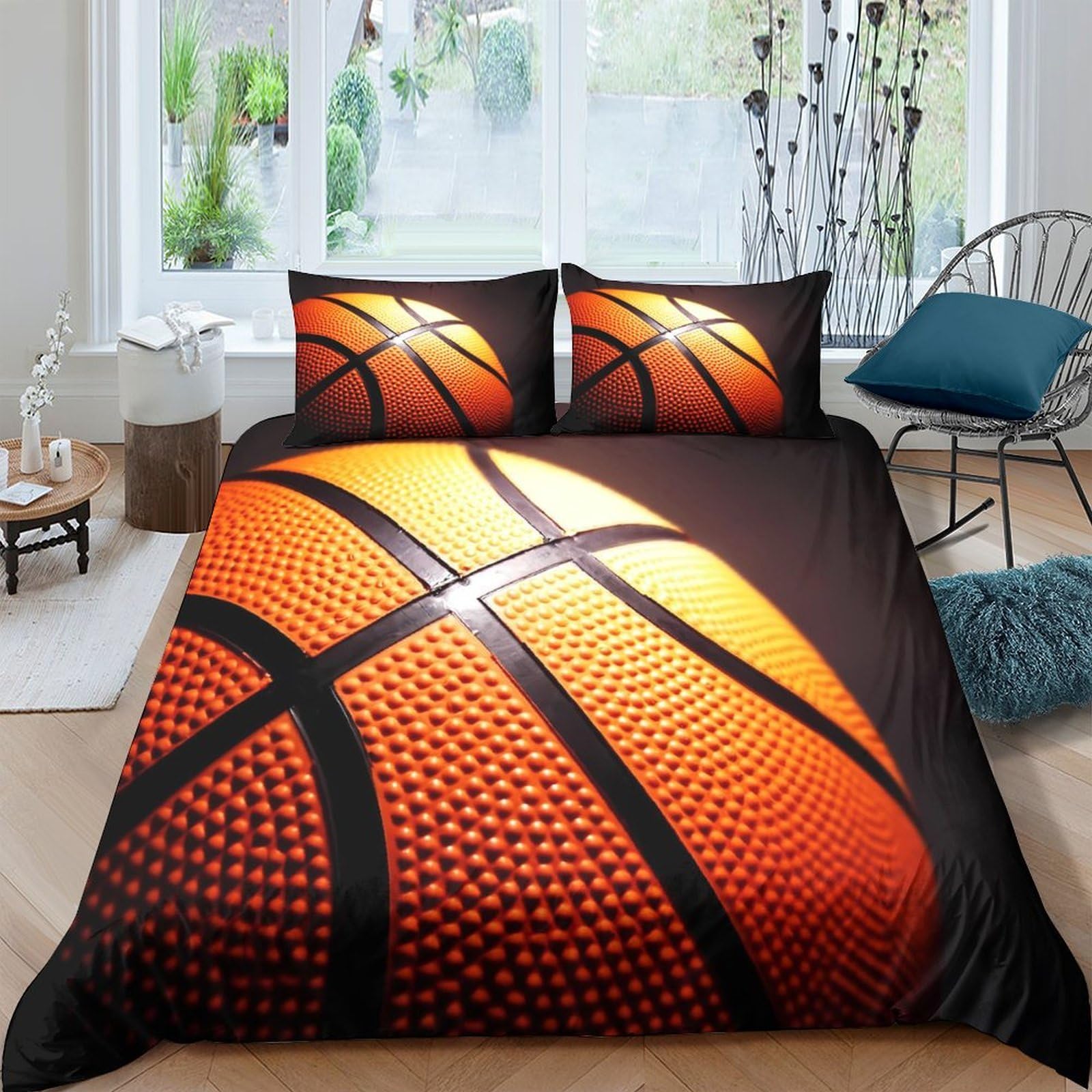 Ctjqhvkz Style-2 3D Printed Basketball Pattern Fitted Sheet Microfiber Soft Orange Ball Bed Cover For Bedroom Dorm Decorative Protection Single（135X200cm）