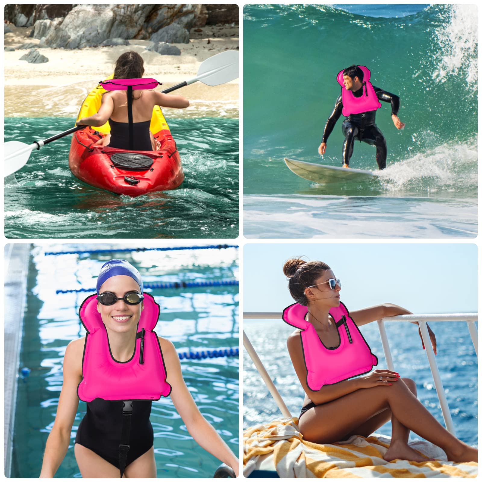 Schnorchelweste Erwachsene, Aufblasbare Schnorchelweste Erwachsene, Einstellbare Schnorchelweste zum Tauchen, Sicherheit Wassersport (Rosa)