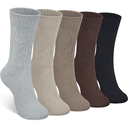 YSense 5 Pairs Womens Wool Socks Thick Knit Warm Winter Socks for Women Cozy Comfy Socks Gifts