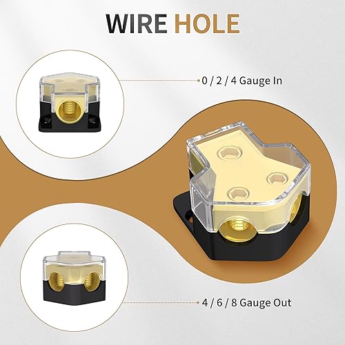 Miniatura 4 de Bloque de distribución de energía de 12 V, divisor de amplificador de audio para automóvil, calibre 024, calibre 468, bloque de distribución de