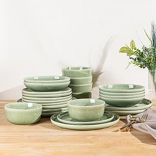 Sponsored You’re seeing this ad based on the product’s relevance to your search query.Learn more about this advertisement GBHOME Stoneware Crockery Set for 6 People, Ceramic Plates & Bowls Set with Reactive Glaze, Extremely Chip & Crack Resistant, Dishwasher & Microwave Safe, Modern Service Set