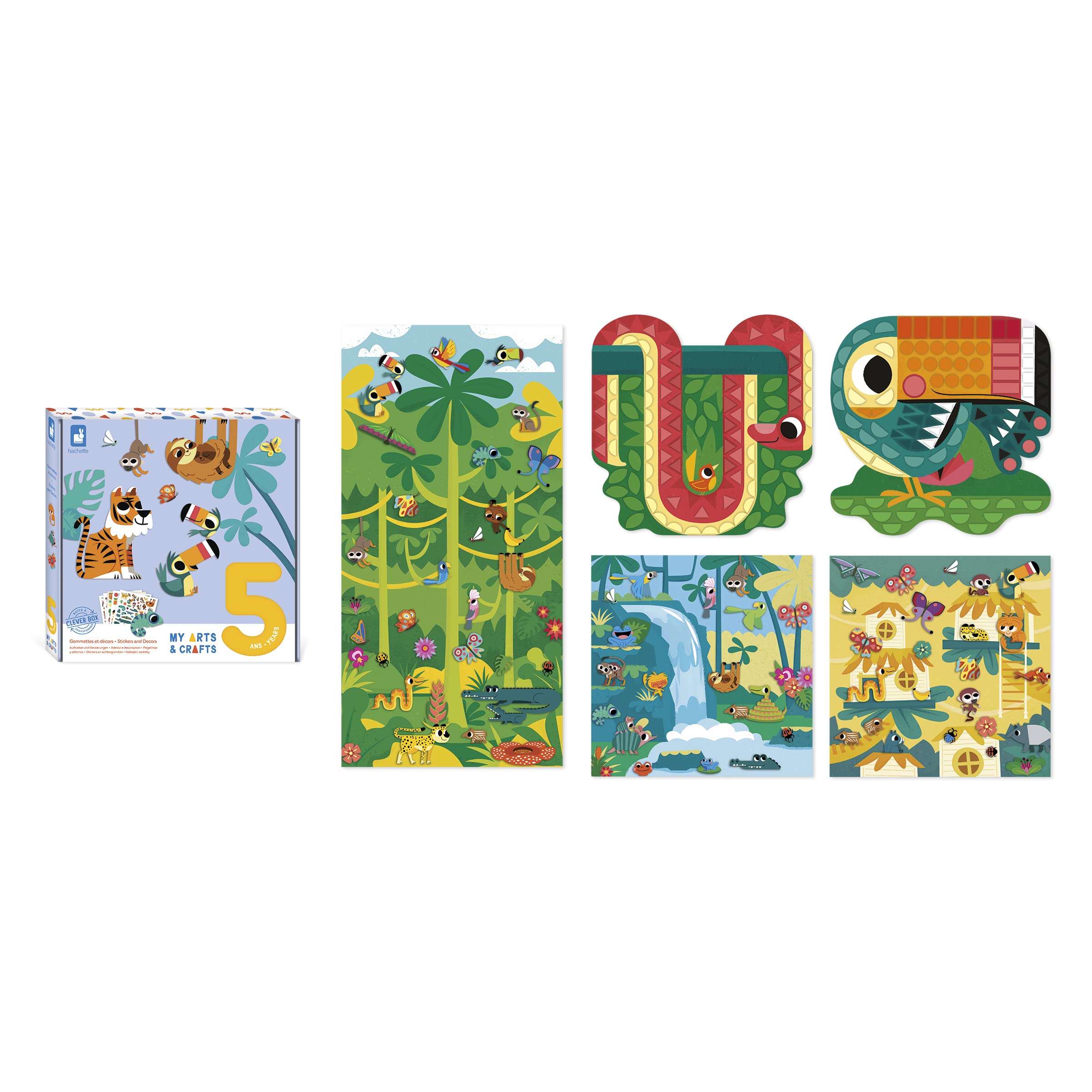 Janod - My Arts & Crafts - A Partir De 5 años - Pegatinas y Cuadros - 5 Cuadros - Manualidad Creativa - Motricidad Fina y Concentración - J07744