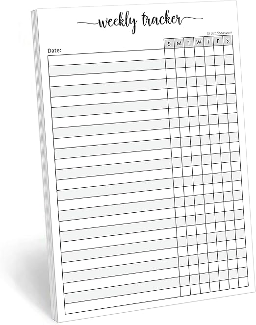 321Done Weekly Tracker Notepad - 50 Sheets (5.5" x 8.5") - Habit Tracking Days of Week Tear-Off Sheets, Planner Organizing - Made in USA - Simple Script