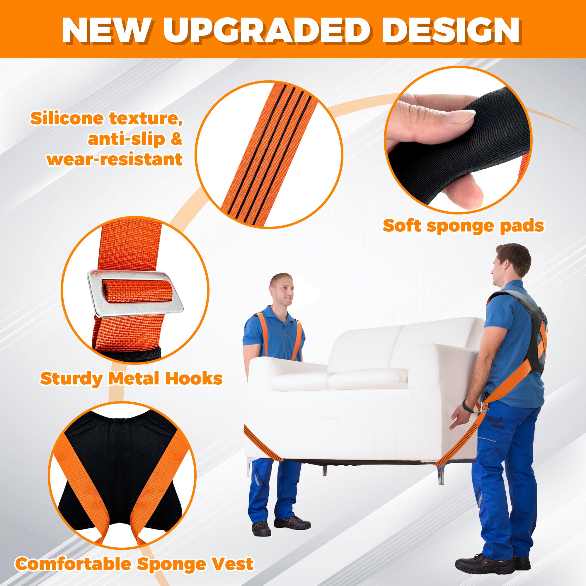 Moving Straps Furniture Moving Adjustable Straps 2-Personen-Hebe- und Bewegungssystem, Schulterheben und Bewegen von Möbeln, Geräten, Matratzen, schweren Gegenständen bis zu 362,9 kg (Gurtstil)