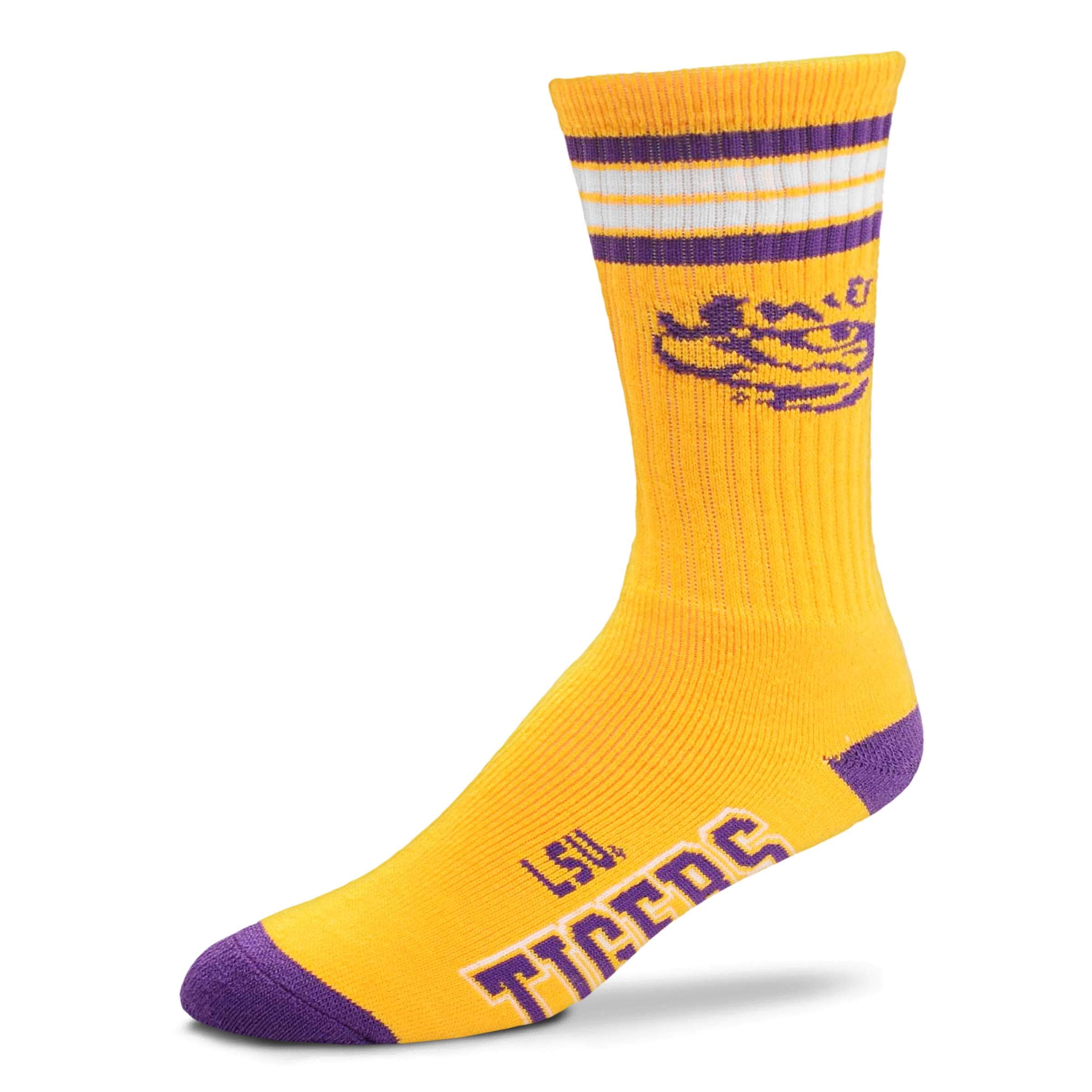 For Bare FeetFor Bare Feet - 4 Stripe Deuce Men's Socks - LSU Tigers