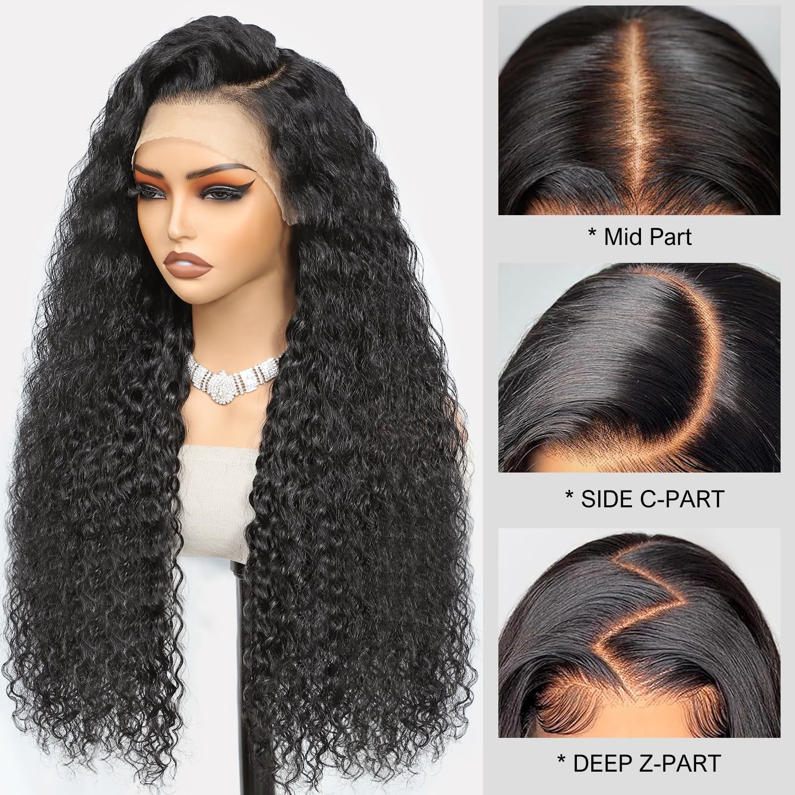 Alionly 250 Density HD Lace Front Wig Human Hair,Water Wave Human Hair Wig For Black Women 13x4 Glueless Curly Wig Human Hair Pre Plucked With Baby Hair 18 Inch - Image 2