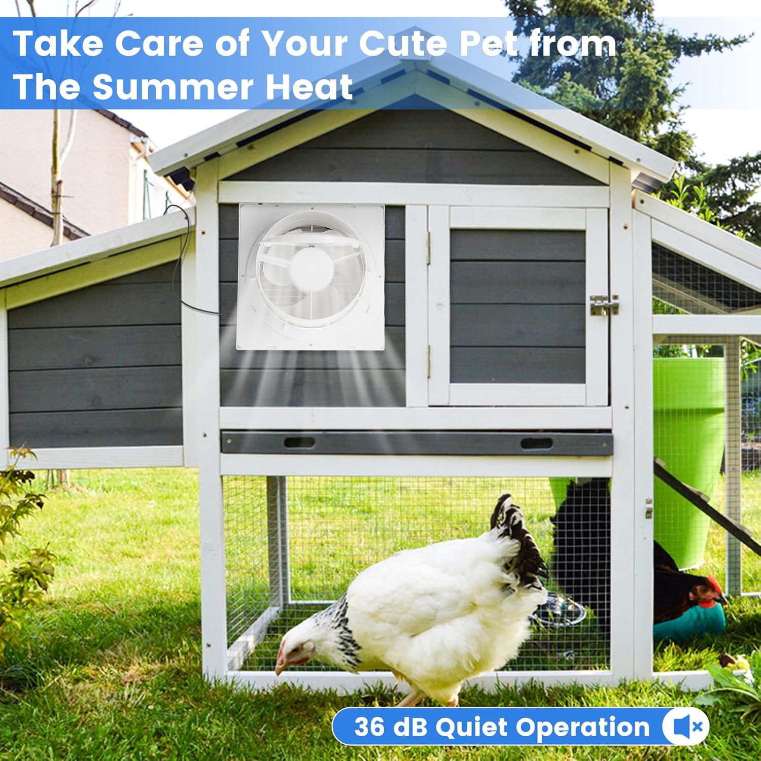 Fanspex Solar Exhaust Fan, Solar Powered Vent Fan Kit for Outside Greenhouse Shed Chicken Coop (8" Fan)