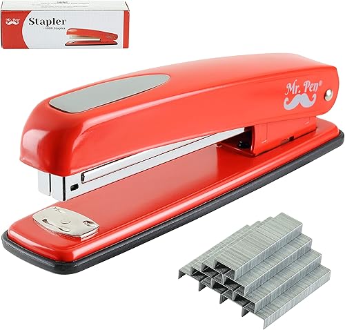 Miniatura 9 de Mr. Pen - Grapadora con grapas, rojo, 1000 grapas, grapadora de escritorio, metal, estándar, grapadora y grapadora