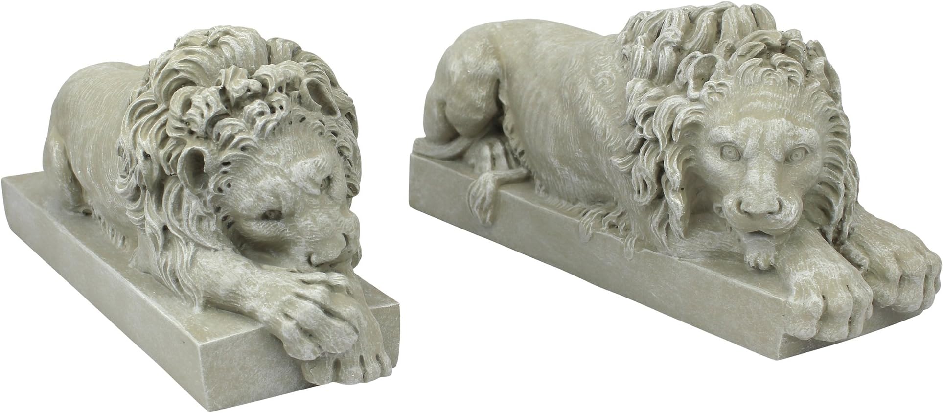 Canova Lions from the Vatican Statues, Set of Two, Polyresin, Antique Stone, 30.5 cm