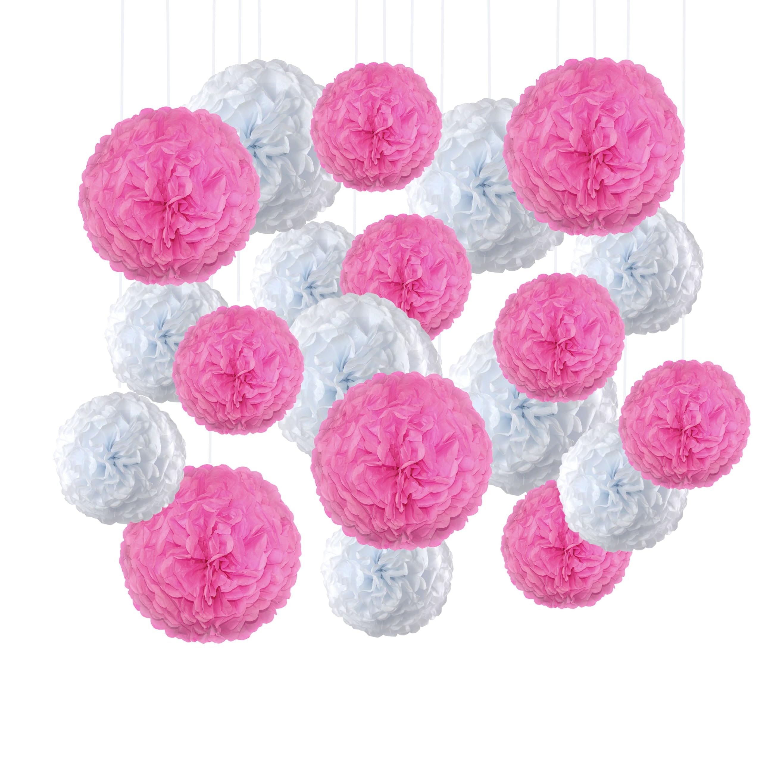 ANSOMO 12 Pompon E Fiori Di Carta Velina – Oro Rosa E Pois Per Matrimoni, Compleanni, Decorazioni Feste