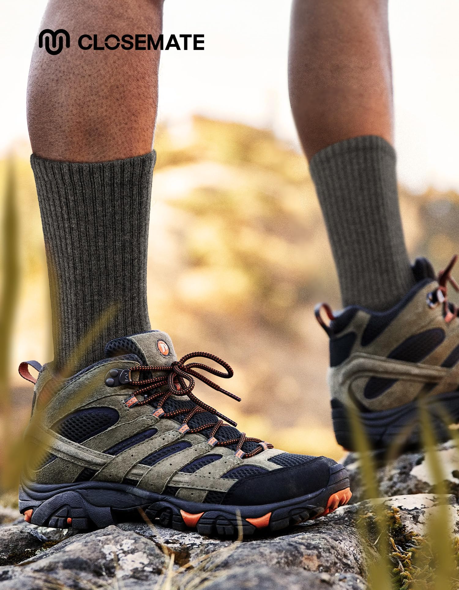 CLOSEMATE Calcetines Invierno Hombre Senderismo 3 Pares Sin Costuras Termicos Antiampollas Trekking Mujer de Running 39-42 43-46 Negros Grises