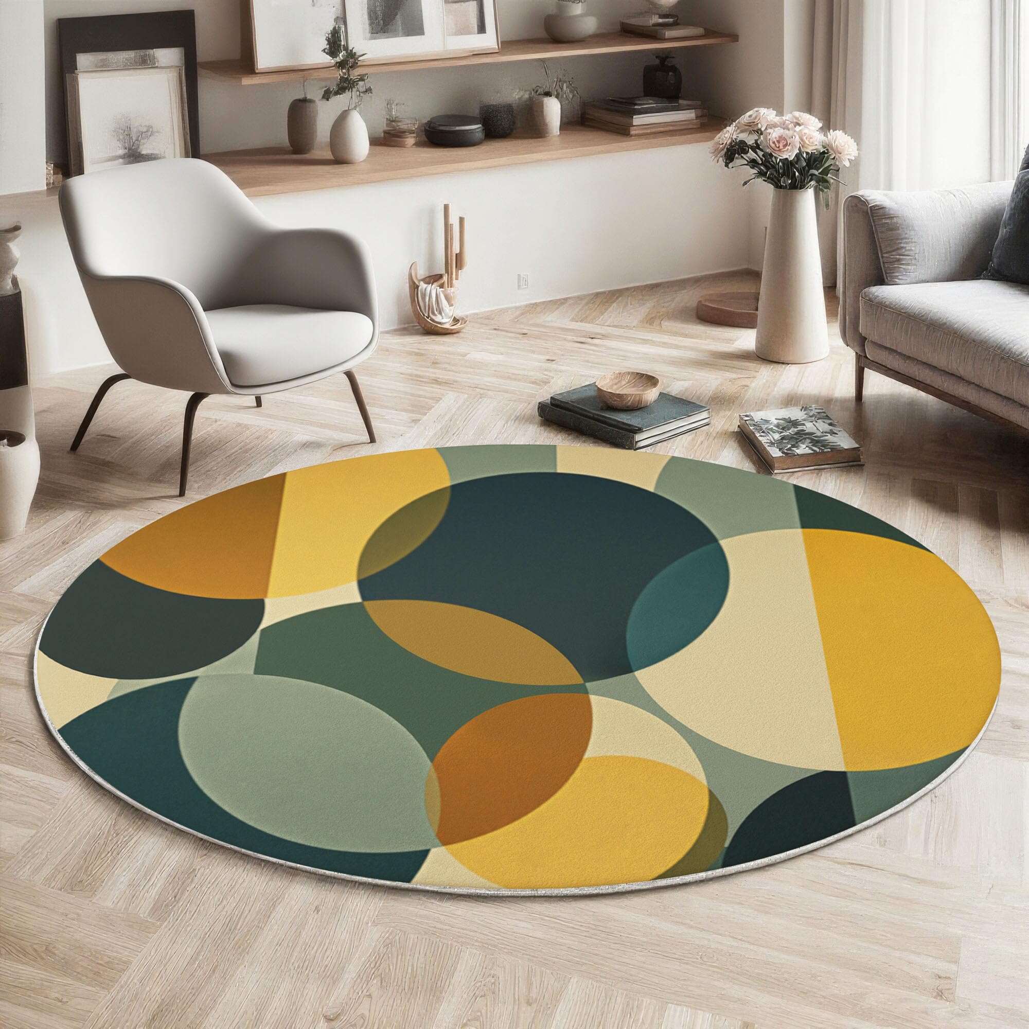 Tapis de porte rond antidérapant pour illuminer la buanderie et la cuisine