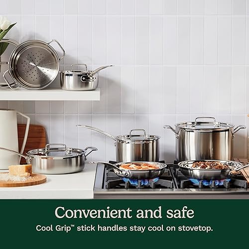 Miniatura 3 de Cuisinart MCP-12N MultiClad Pro - Juego de utensilios de cocina de triple capa de acero inoxidable 12 piezas