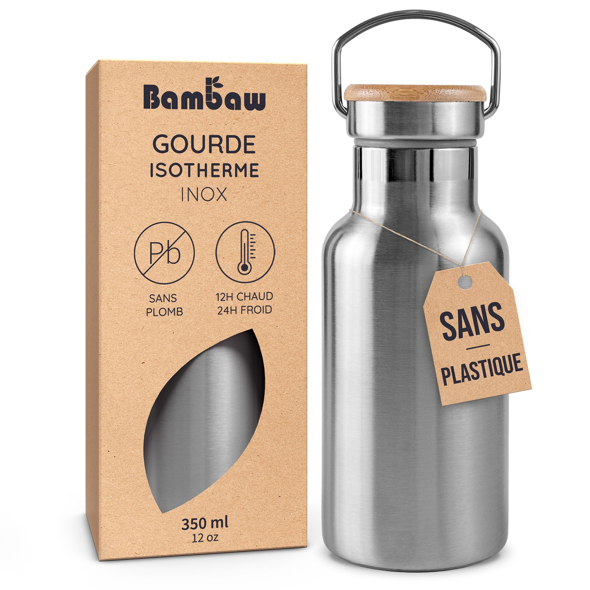 Bouteille Isotherme 350 ml, gourde inox légère et réutilisable Bambaw