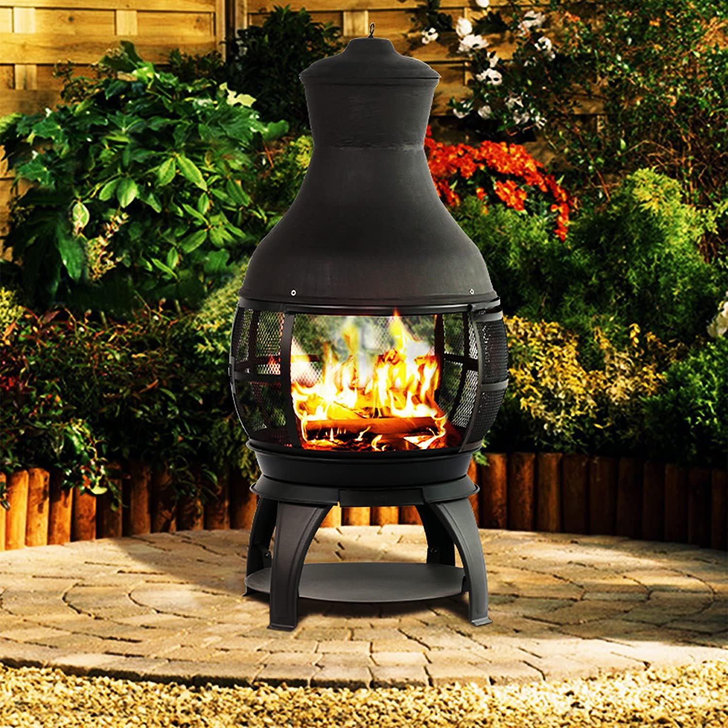 Amazon.co.jp 屋外パティオヒーター、ファイアレーキ＆レインカバー付きタワー外側ヒーター、360°高速加熱スペースヒーター、商業