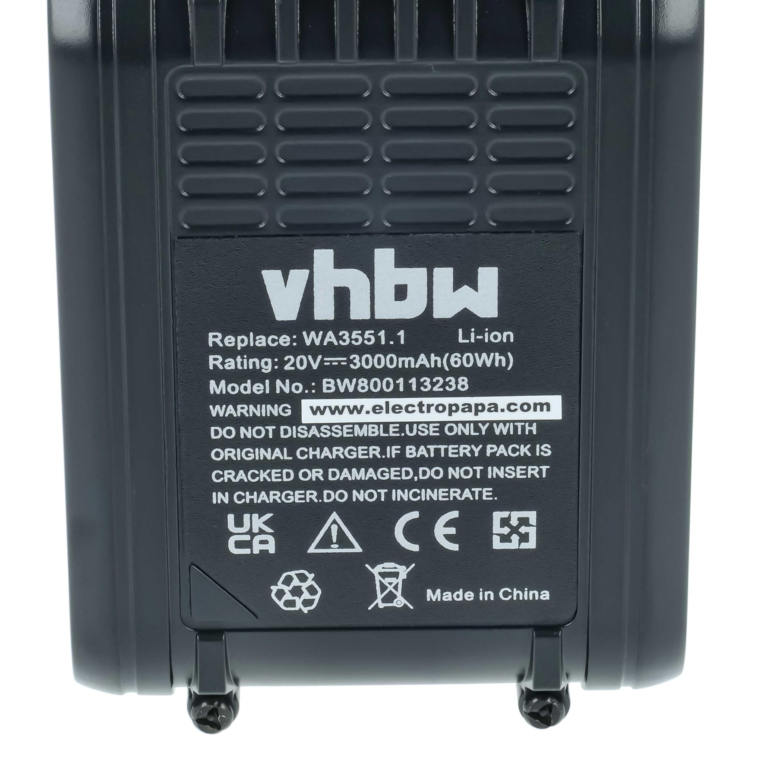 vhbw Bateria kompatybilna z Pattfield PE-20 AGB, PE-20 DSB, PE-20 CSB, system baterii 20 V, PE-20 HDB narzędzie (3000 mAh, Li-Ion, 20 V)