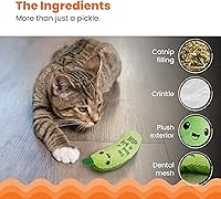 Vista 5 de Catstages - Juguete de salud dental para gato con hierba gatera, modelo Crunchy Pickle Kicker