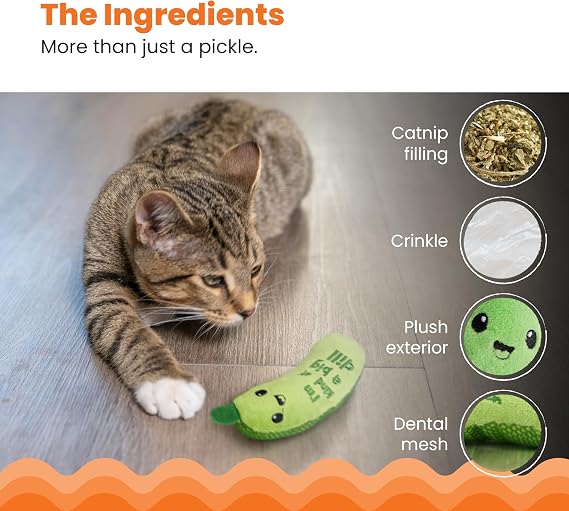 Catstages Catnip Toy for Cats | Crinkle Pickle Cat Chew Toy for Indoor Cats