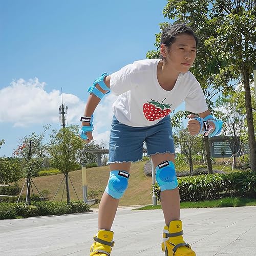 Miniatura 33 de Rodilleras para niños/jóvenes, coderas, muñequeras 3 en 1, juego de protección, para patines de 3 a 15 años, ciclismo, patinaje en línea, monopatín