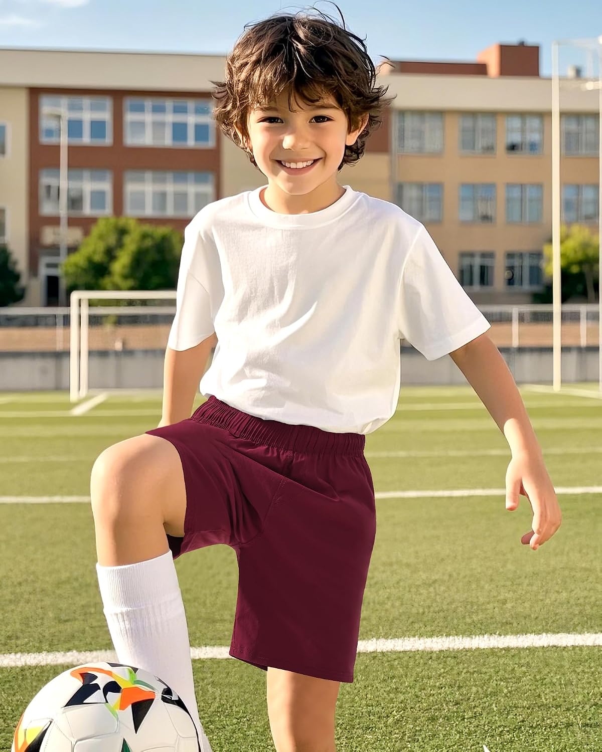 Somaibo Boys Athletic Shorts Kids Quick Dry Basketball Soccer Running Sports Gym Active Performance Shorts with Pockets