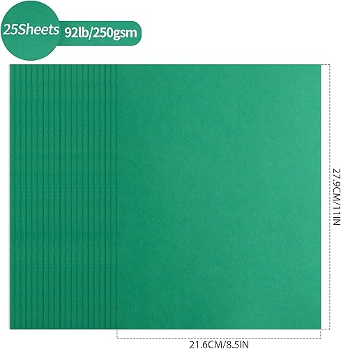 Miniatura 2 de UAP13GR - 25 hojas de cartulina verde de Navidad, 8.5 x 11 pulgadas, 92 libras, papel pesado de 8.82 ozm para manualidades, tarjetas de visita,