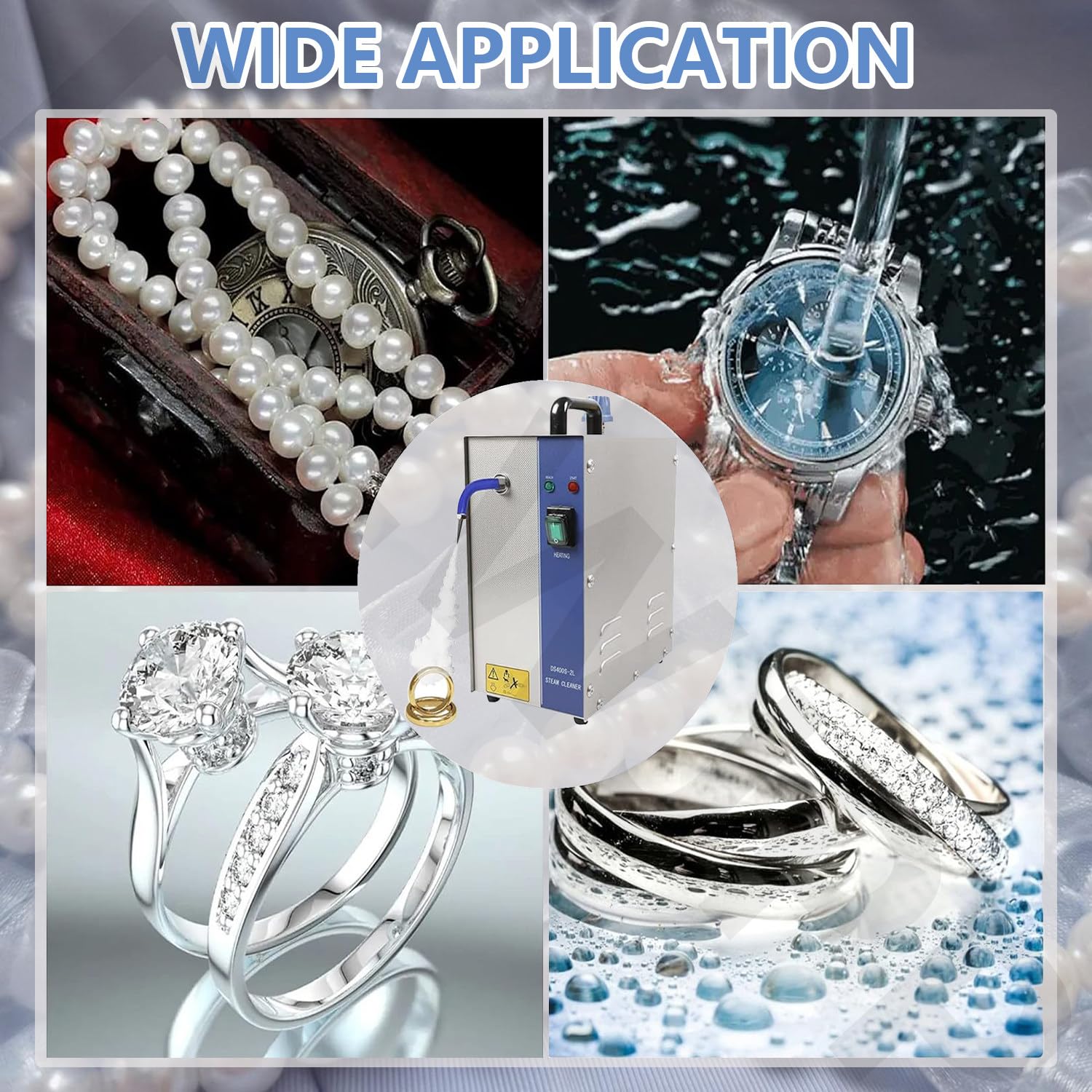 Limpiador a for Joyería de Acero Inoxidable Vaporizador Limpiador de Gemas Joyería de Oro y Plata Máquina de Limpieza Herramientas de Equipo de Orfebre para Oro,Plata 2L